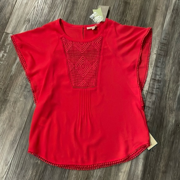 ANTHROPOLOGIE Meadow Rue Flutter Sleeve Crochet Top XS NEW - Picture 2 of 7